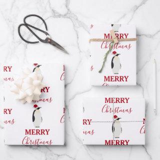 Christmas Penguin Funny Animal with Santa Hat   Sheets