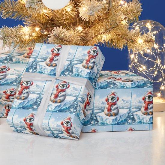 Christmas Penguin In Snowflakes