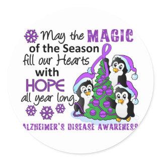 Christmas Penguins Alzheimer's Disease Classic Round Sticker