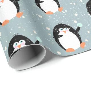 Christmas Penguins With Snowball