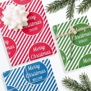 Christmas Personalized Name Red Green Blue 3  Sheets