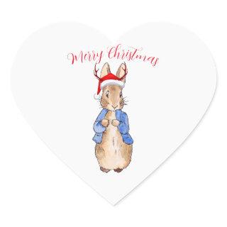 Christmas Peter the Rabbit Reindeer hat Heart Sticker