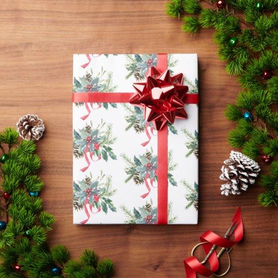 Christmas Pine and Ribbon Bouquet
