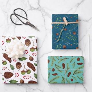 Christmas Pine Cones and Branches Watercolor  Sheets