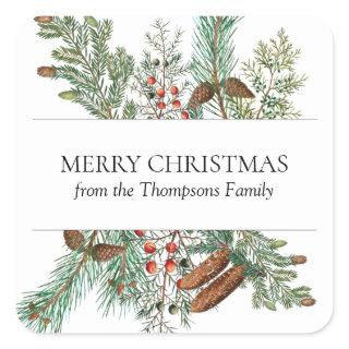 Christmas Pine Conifer Forest Festive Evergreen Square Sticker