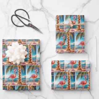 Christmas Pink Flamingo In Tangled Lights  Sheets