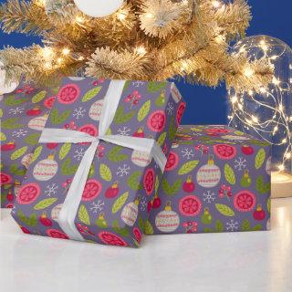 Christmas Pink Green Bauble Pattern