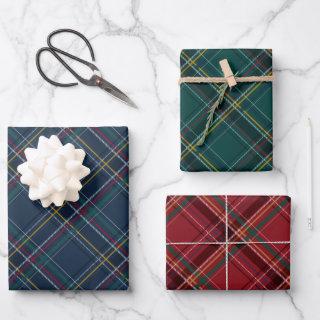 Christmas plaid coordinating red navy green wrappi  sheets