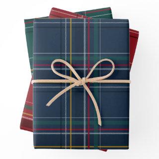 Christmas plaid coordinating red navy green  sheets
