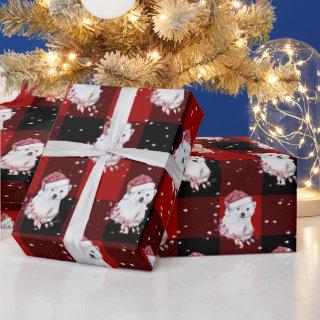 Christmas Polar Bear On Buffalo Plaid