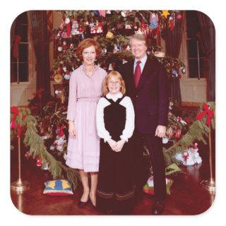Christmas President James Jimmy Carter White House Square Sticker