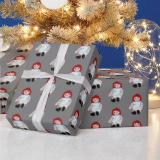 Christmas Rag Doll on Gray