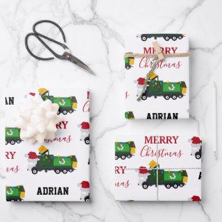 Christmas Recycling Garbage Truck Custom Name   Sheets