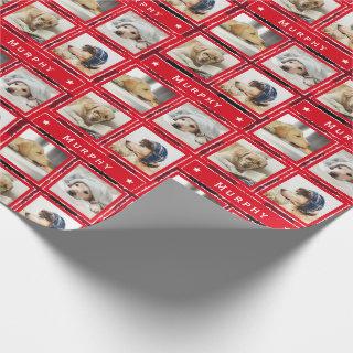 Christmas Red 4 Photo Dog Collage Pet Add Name