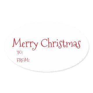 Christmas red and white blank to from cute oval sticker