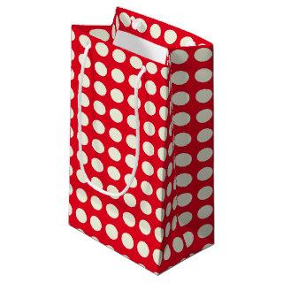 Christmas Red and White Geometric Dots Pattern Small Gift Bag