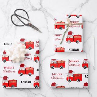 Christmas Red Fire Truck Custom Name  Sheets