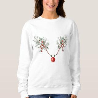 Christmas Red Nosed Reindeer Pine Berries Sweatshirt