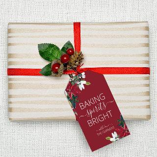 Christmas Red Poinsettia Baking Spirits Gift Tags