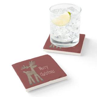 Christmas Red Reindeer Stone Coaster