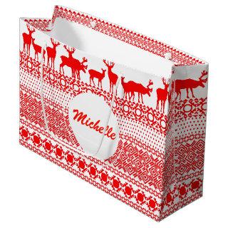 CHRISTMAS REIN DEER LAPLAND red PATTERN Gift Bag