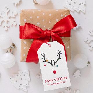 Christmas reindeer funny white monogram gift tags