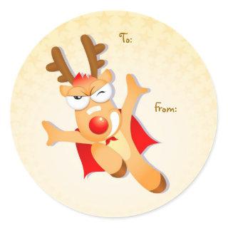 Christmas reindeer gift tag round Sticker