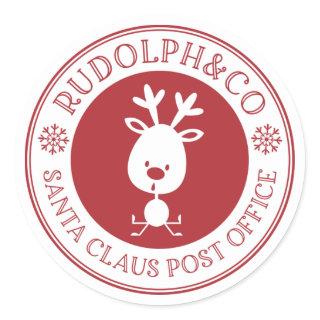 Christmas Reindeer Santa Claus Post Office Classic Round Sticker