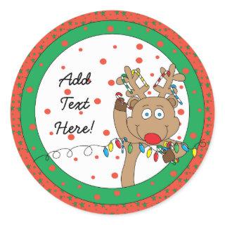 Christmas Round Stickers Reindeer