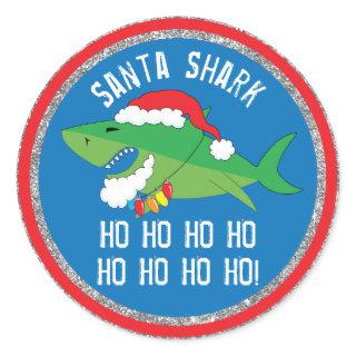 Christmas Round Stickers Santa Shark Personalize