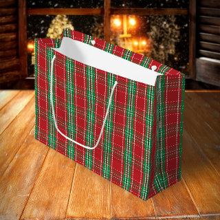 Christmas Rustic Farmhouse Red Holiday Plaid Large Gift Bag