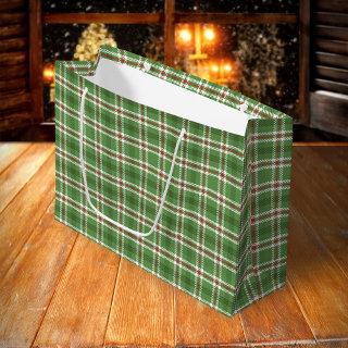 Christmas Rustic Green Holiday Farmhouse Plaid Large Gift Bag