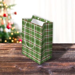 Christmas Rustic Green Holiday Farmhouse Plaid Medium Gift Bag