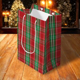 Christmas Rustic Red Farmhouse Simple Plaid Medium Gift Bag