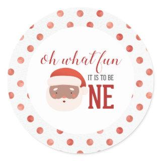 Christmas Santa  First Birthday Paper Plate Classic Round Sticker