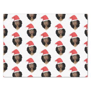 Christmas Santa Hat, Black Woman, Natural Hair Tissue Paper