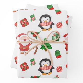 Christmas Santa, Penguin and Decorations   Sheets
