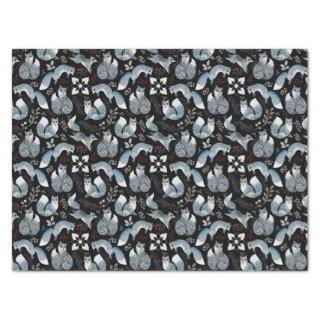 Christmas Scandinavian Nordic Gray Fox on Black Tissue Paper