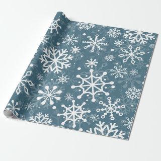Christmas seamless snowflakes blue pattern