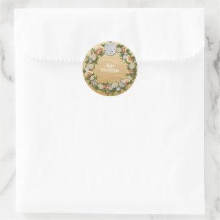 Christmas Seas & Greetings Starfish Seashells Classic Round Sticker
