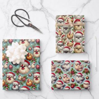 Christmas Silkie Chicken 3-Sheet Flat   Sheets