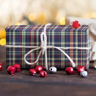 Christmas Simple Cute Navy Blue Plaid Pattern  Tissue Paper