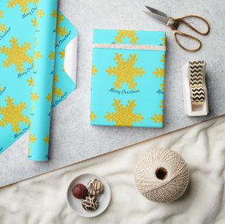 Christmas Snowflake Pattern Blue Gold Glittery