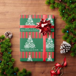 Christmas snowflake tree message green patterned