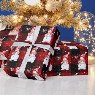 Christmas Snowman On Buffalo Plaid