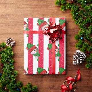 Christmas Snowman On Stripes