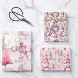 Christmas Snowmen Pink Coordinating  Sheets