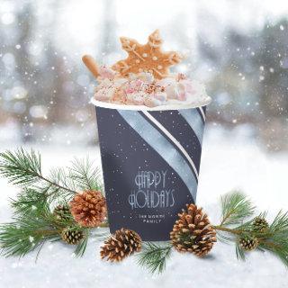Christmas Stripe Pattern Blue/White ID862 Paper Cups