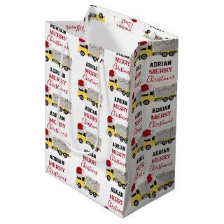 Christmas Tanker Truck Transportation Trucks Medium Gift Bag