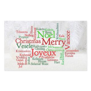 Christmas Tidings Around The World Rectangular Sticker